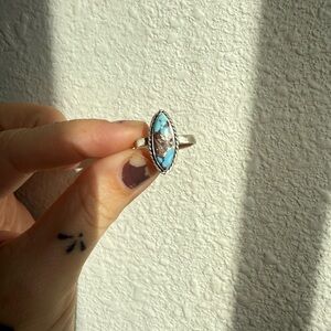 Silver and Turquoise Marquise Ring